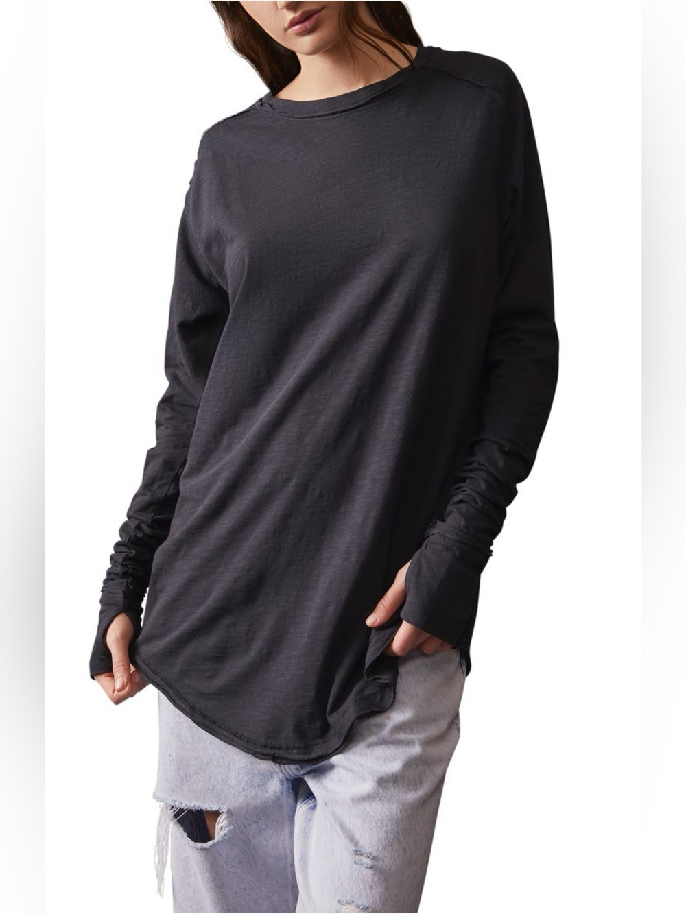 We The Free ARDEN Long Sleeve Tee — Heather Black Lightweight $58 NWOT - Picture 5 of 9
